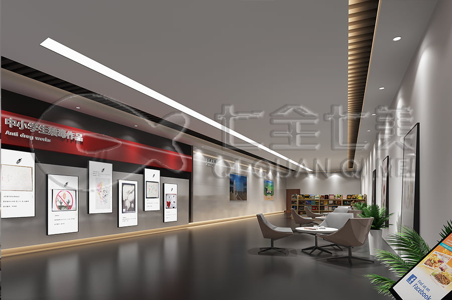 禁毒宣傳基地效果圖設計，聲光電禁毒展廳方案設計，禁毒防艾教育展館施工單位